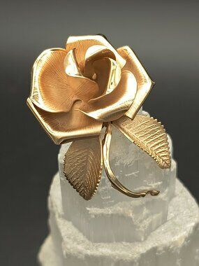 Vintage Cerrito Gold Tone Rose Brooch